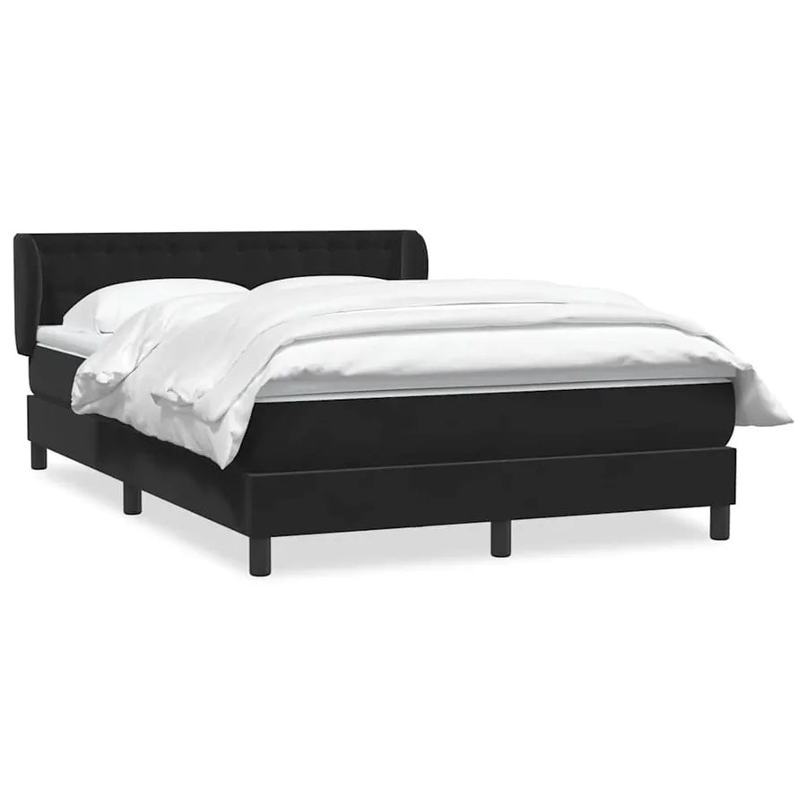Sommier à lattes de lit avec matelas noir 160x210 cm velours - 2