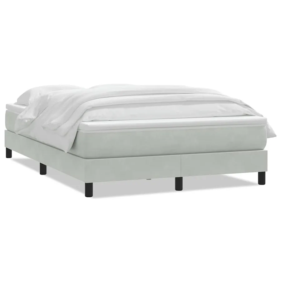Sommier à lattes de lit et matelas gris clair 160x210cm velours - 2