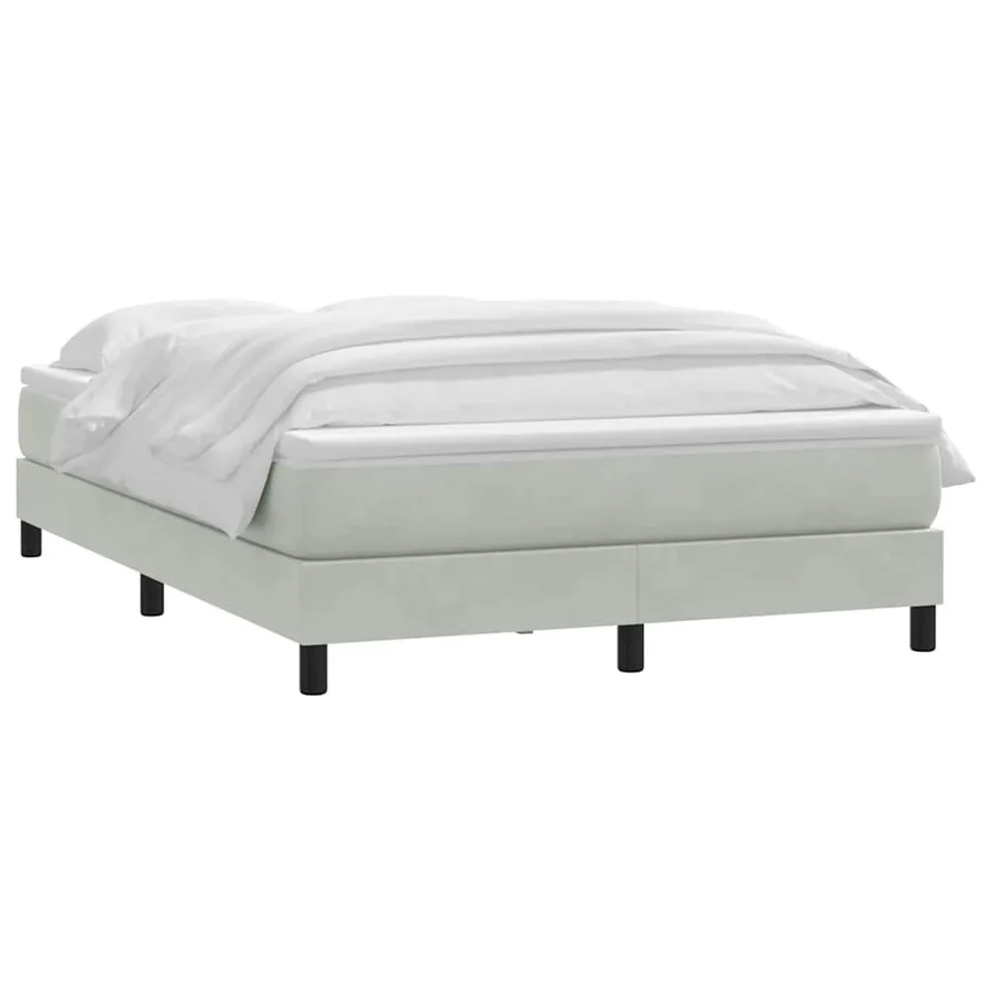 Sommier à lattes de lit et matelas gris clair 160x210cm velours - 3