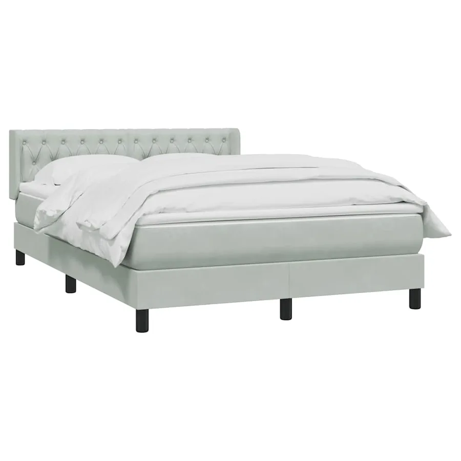 Sommier à lattes de lit et matelas gris clair 160x210cm velours - 3