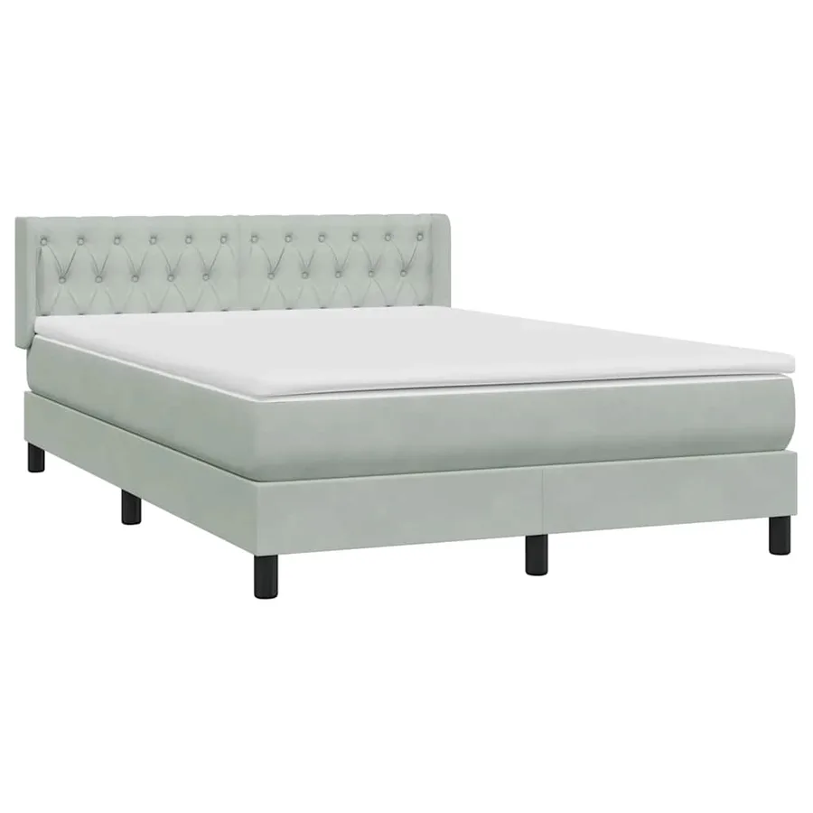 Sommier à lattes de lit et matelas gris clair 160x210cm velours - 4