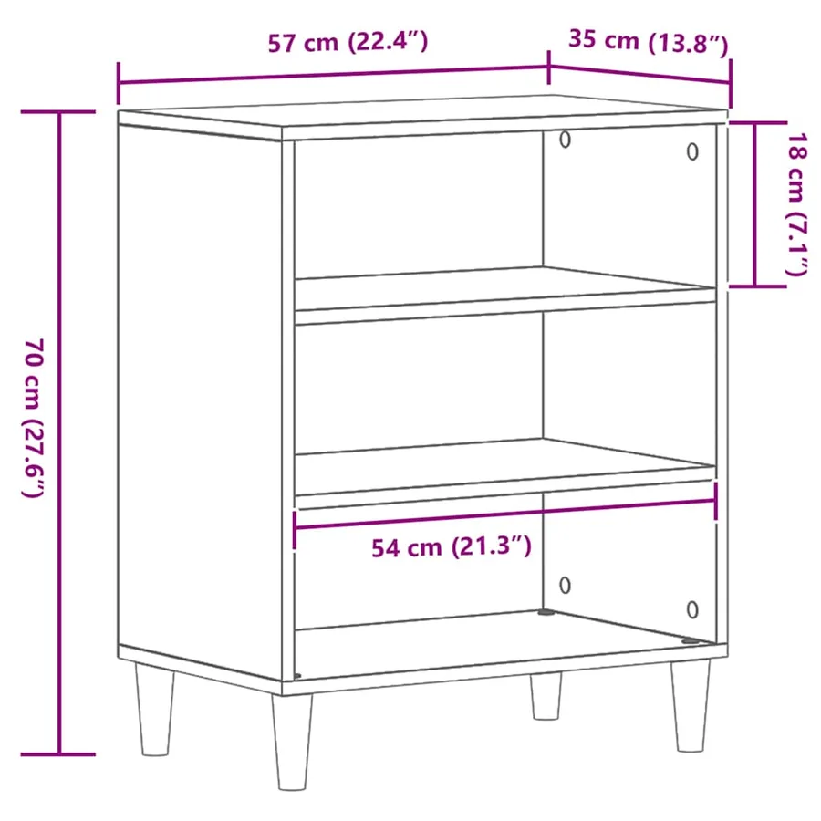 Buffet Chêne noir 57 x 35 x 70 cm Bois d'ingénierie - 8