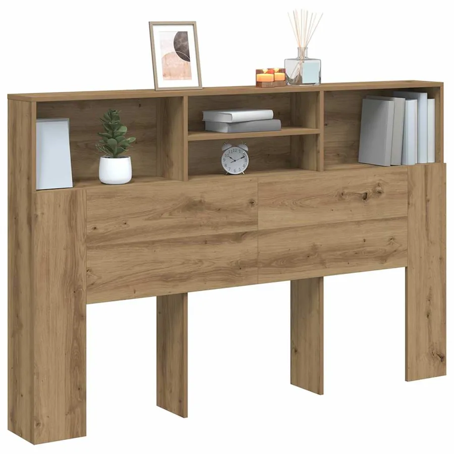 Armoire de tête de lit chêne artisanal 160x19x103,5 cm - 3