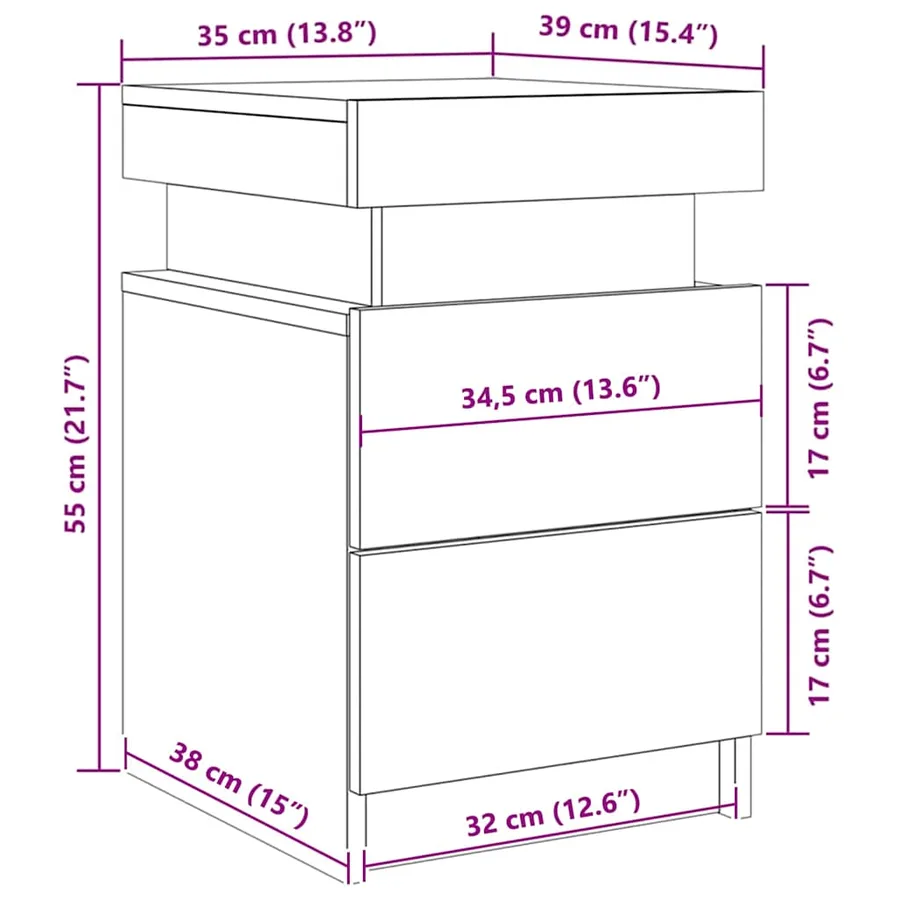 Cabinet de chevet Chêne noir 35 x 39 x 55 cm Bois d'ingénierie - 13