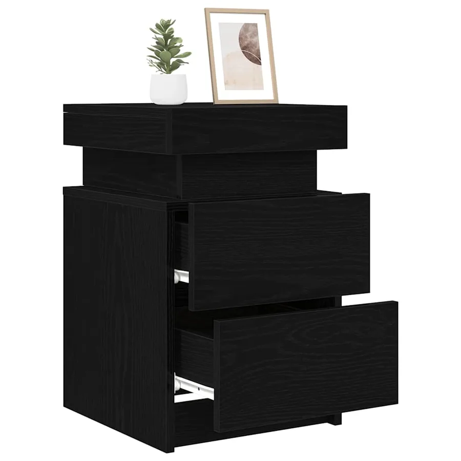 Cabinet de chevet Chêne noir 35 x 39 x 55 cm Bois d'ingénierie - 3