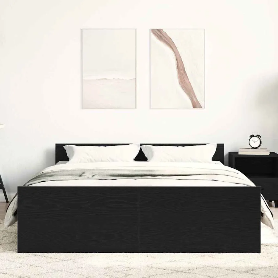 Cadre de lit sans matelas chêne noir 120 x 200 cm bois d'ingénierie - 3