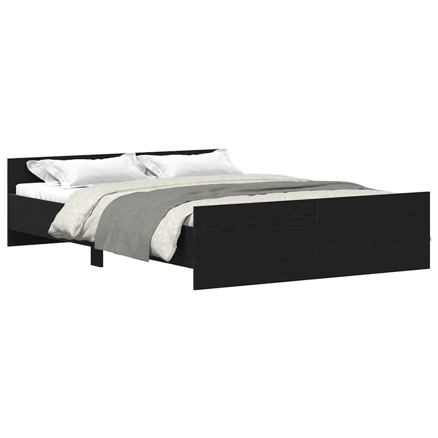 Cadre de lit sans matelas chêne noir 120 x 200 cm bois d'ingénierie - 4