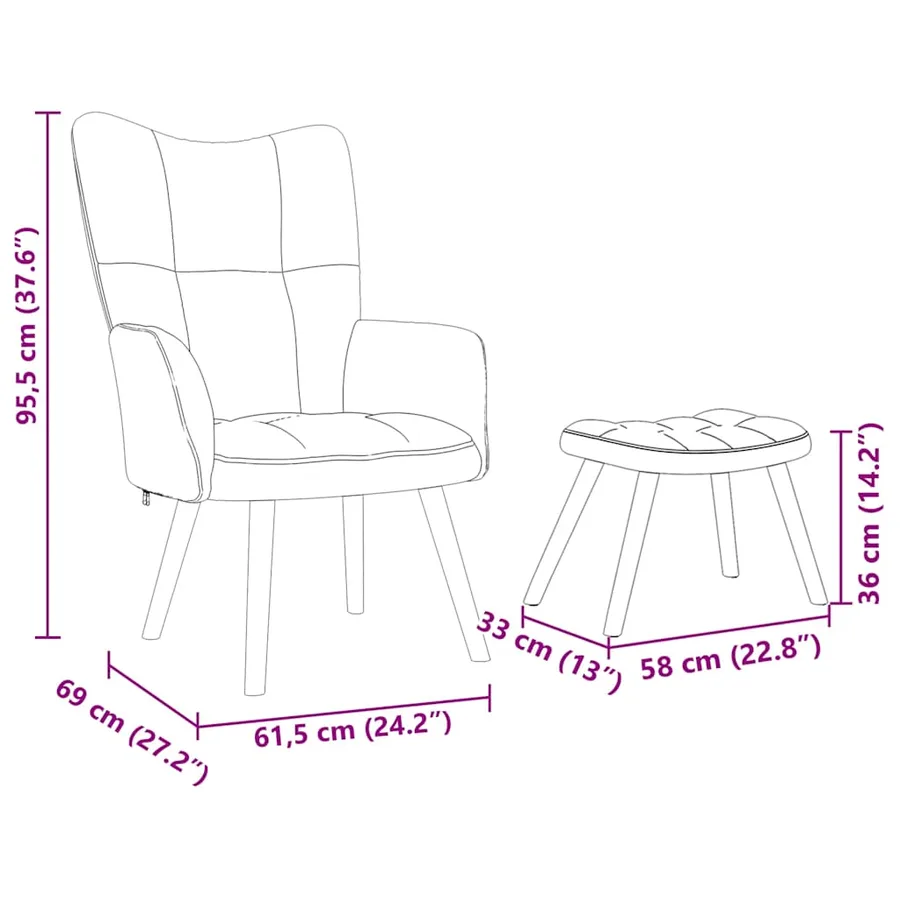 Chaise de relaxation avec repose-pied Taupe Tissu - 11