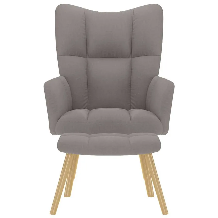 Chaise de relaxation avec repose-pied Taupe Tissu - 3