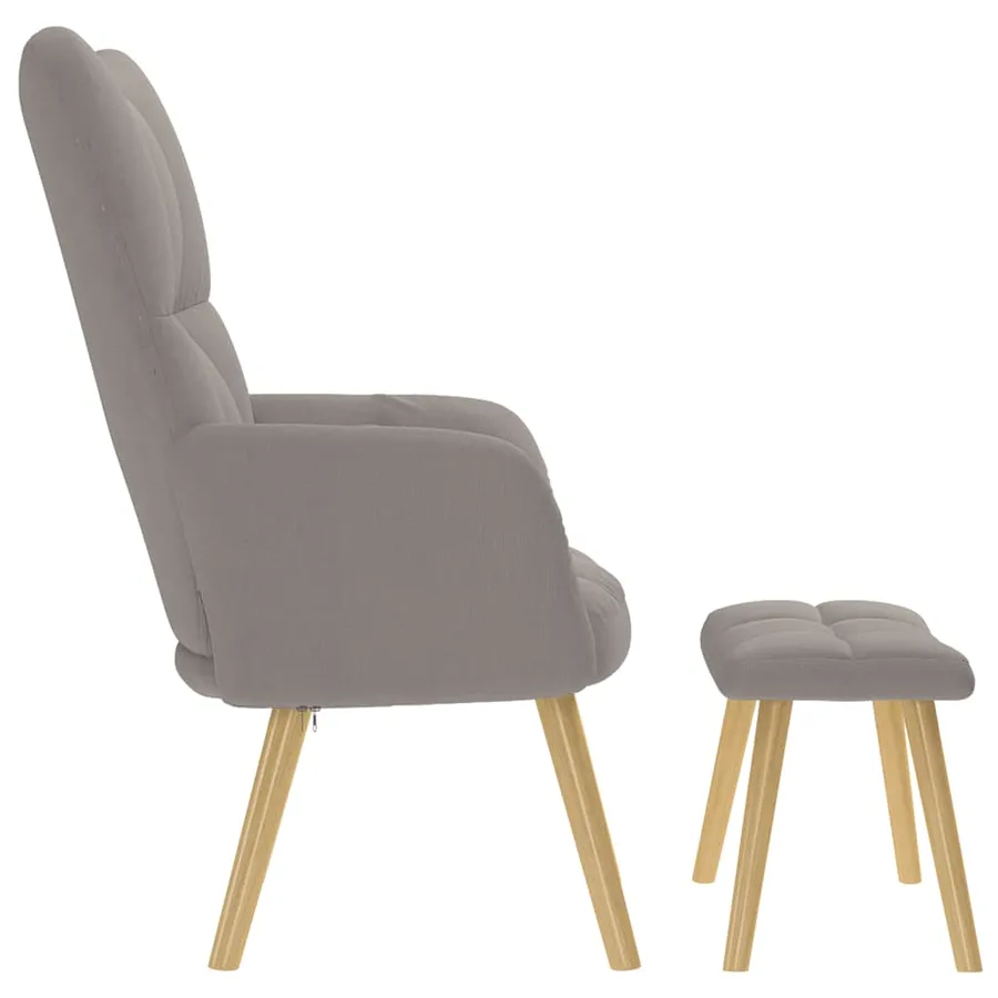 Chaise de relaxation avec repose-pied Taupe Tissu - 6