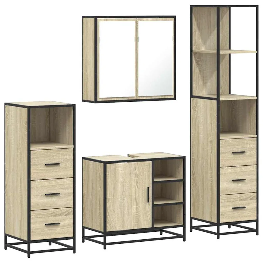 Ensemble de meubles de salle de bain 4 pcs chêne sonoma - 2