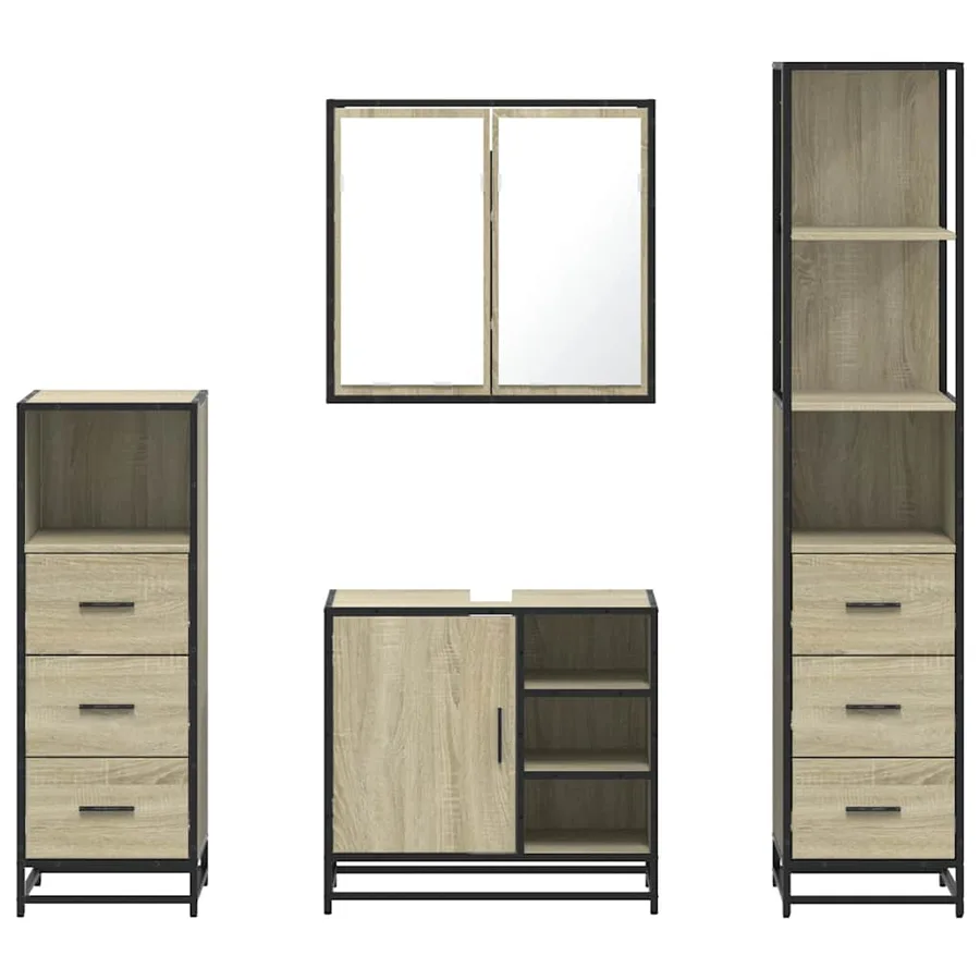 Ensemble de meubles de salle de bain 4 pcs chêne sonoma - 5