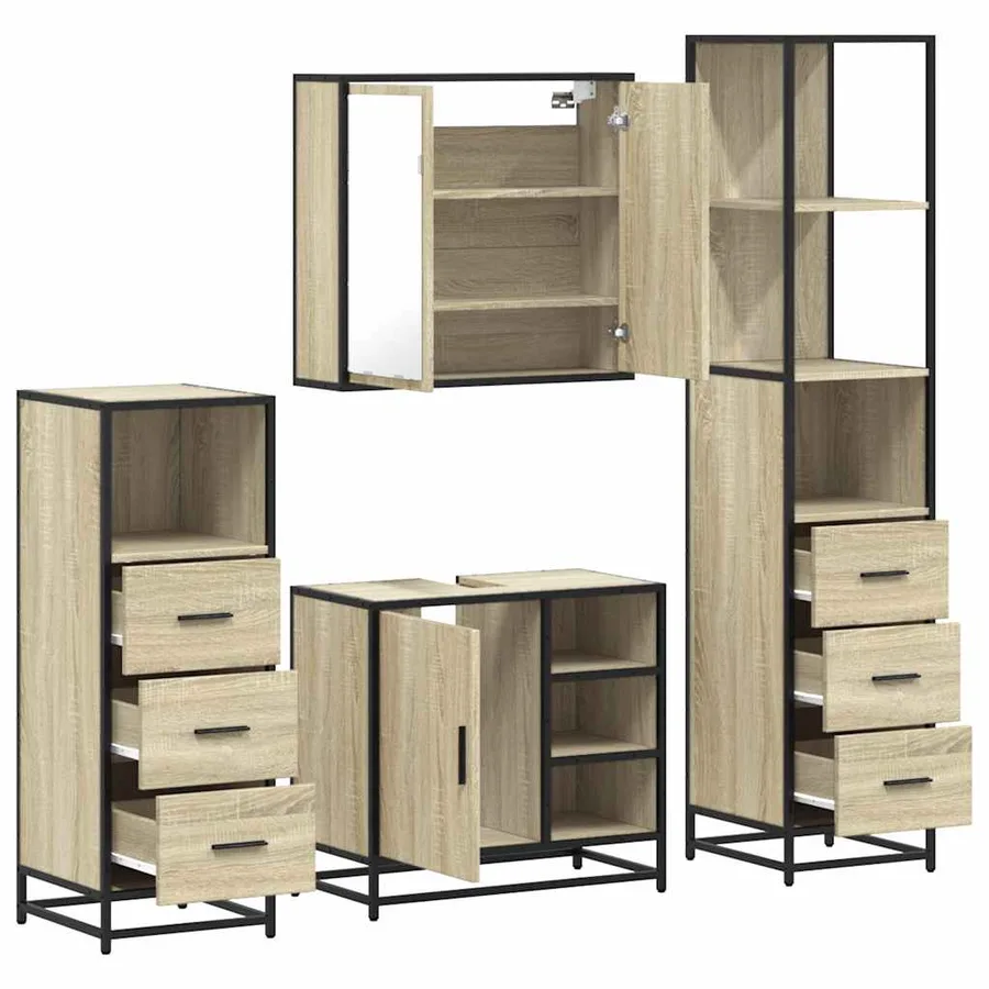 Ensemble de meubles de salle de bain 4 pcs chêne sonoma - 6