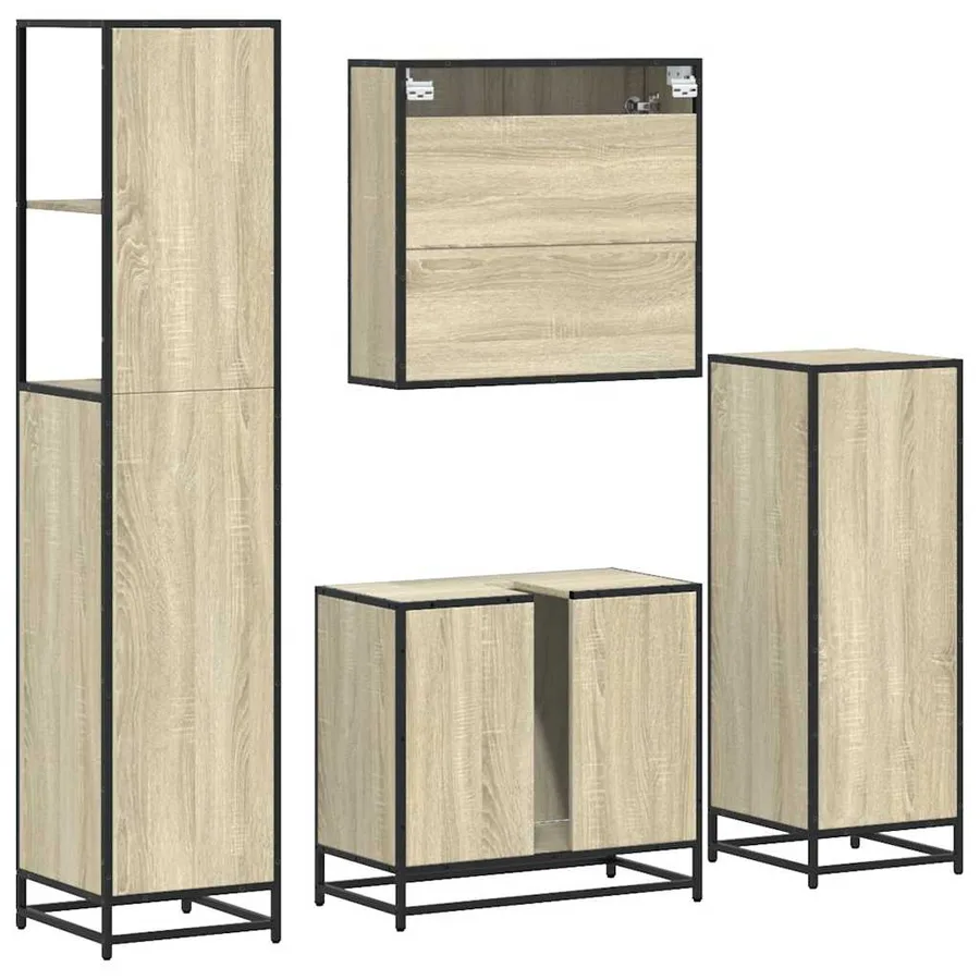 Ensemble de meubles de salle de bain 4 pcs chêne sonoma - 8