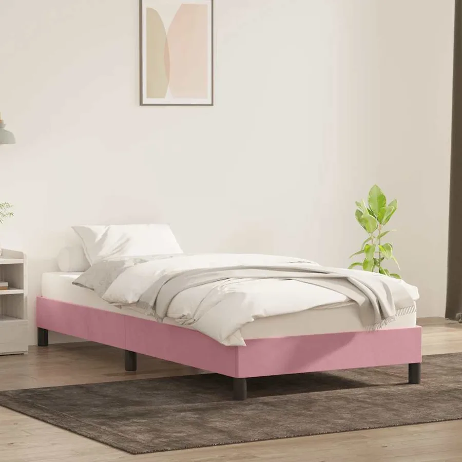 Cadre de lit sans matelas rose 80x220 cm velours - 3