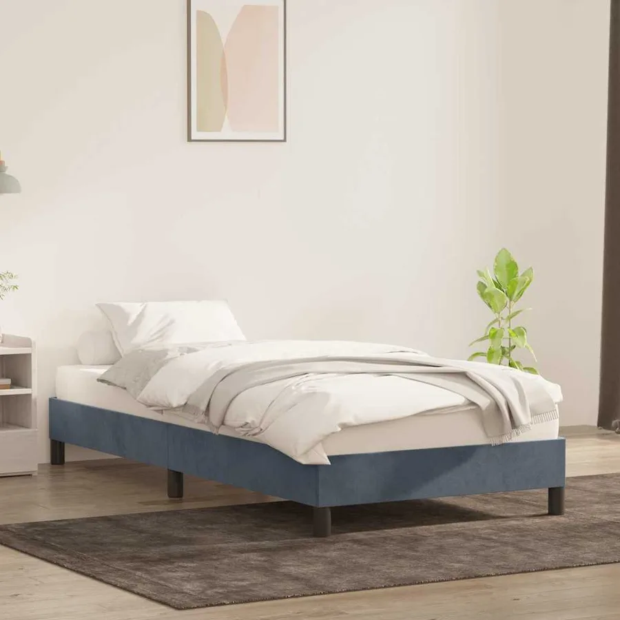 Cadre de lit sans matelas gris foncé 90x220 cm velours - 3