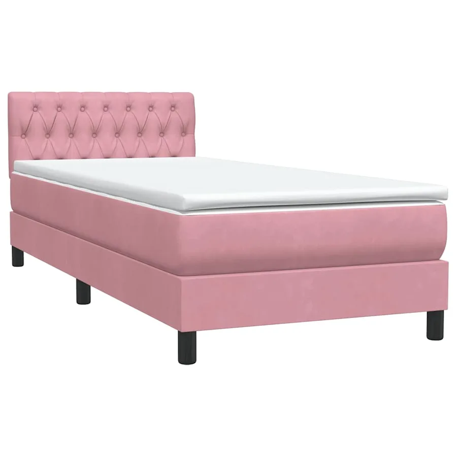 Sommier à lattes de lit avec matelas rose 80x220 cm velours - 4