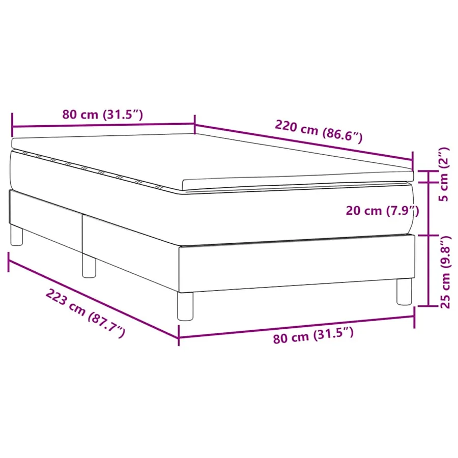 Sommier à lattes de lit avec matelas rose 80x220 cm velours - 11