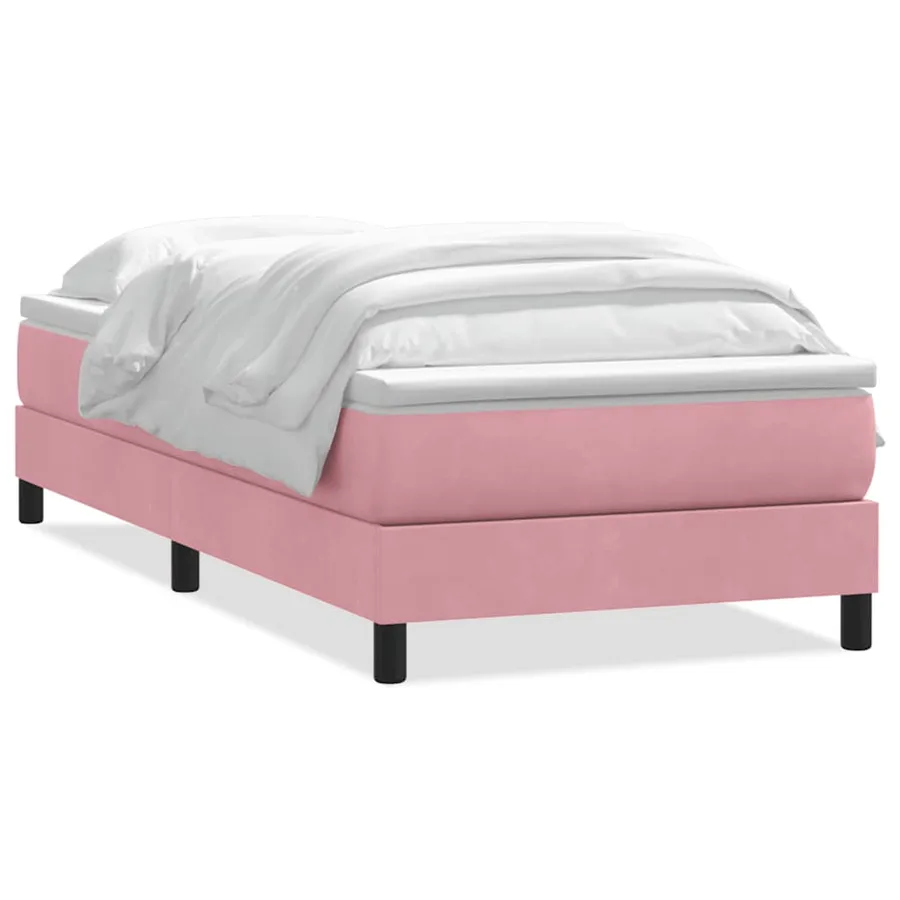 Sommier à lattes de lit avec matelas rose 80x220 cm velours - 2