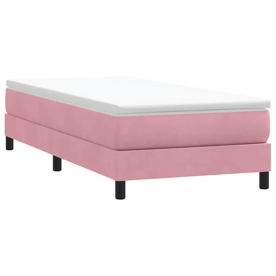 Sommier à lattes de lit avec matelas rose 80x220 cm velours - 5