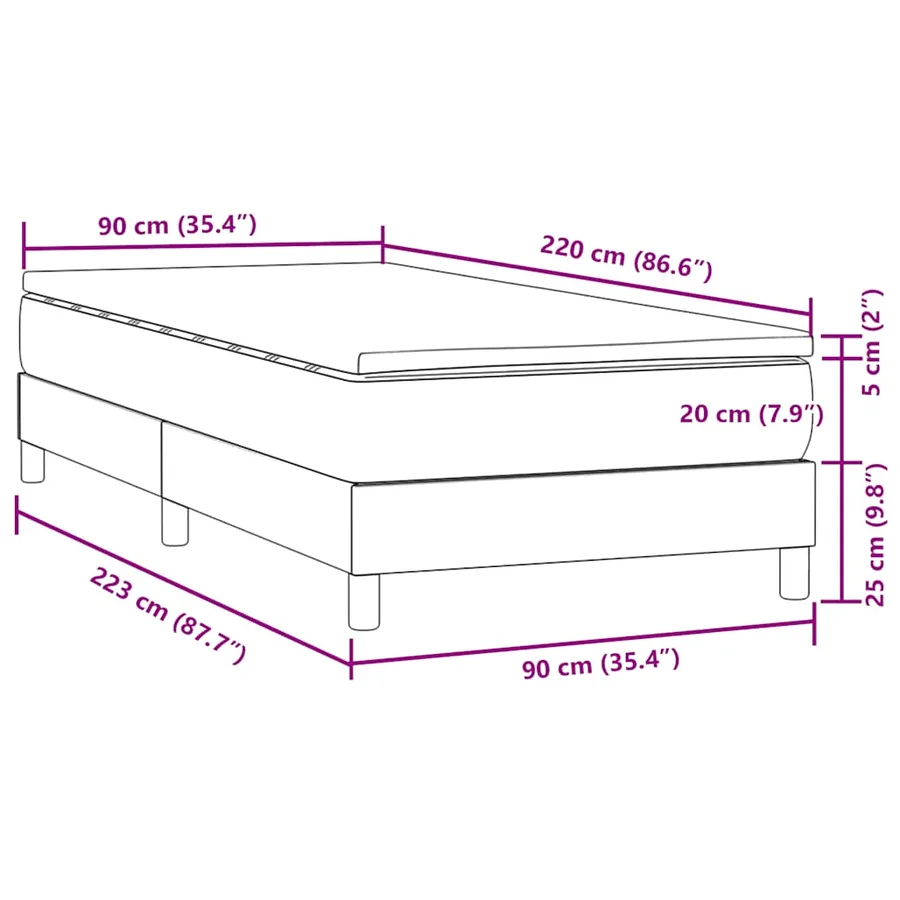 Sommier à lattes de lit et matelas gris foncé 90x220 cm velours - 11
