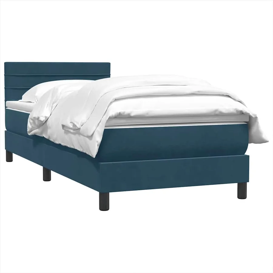 Sommier à lattes de lit et matelas bleu foncé 80x220 cm velours - 3