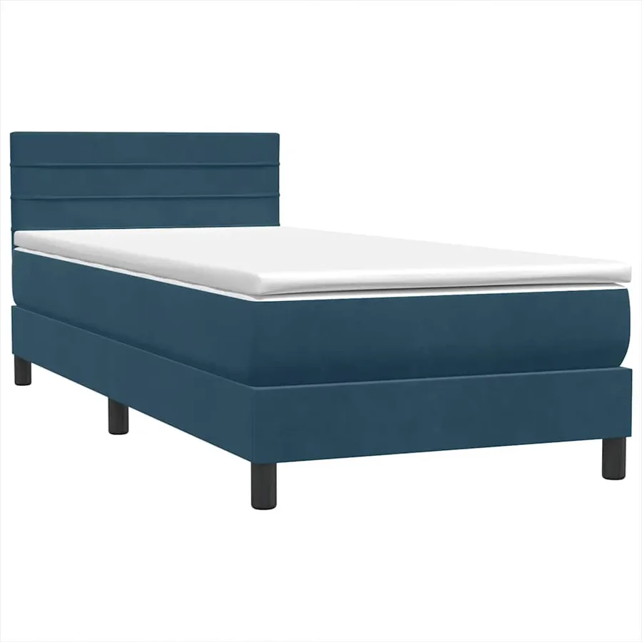 Sommier à lattes de lit et matelas bleu foncé 80x220 cm velours - 4