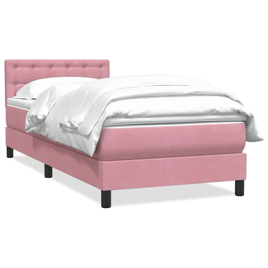 Sommier à lattes de lit avec matelas rose 80x220 cm velours - 2