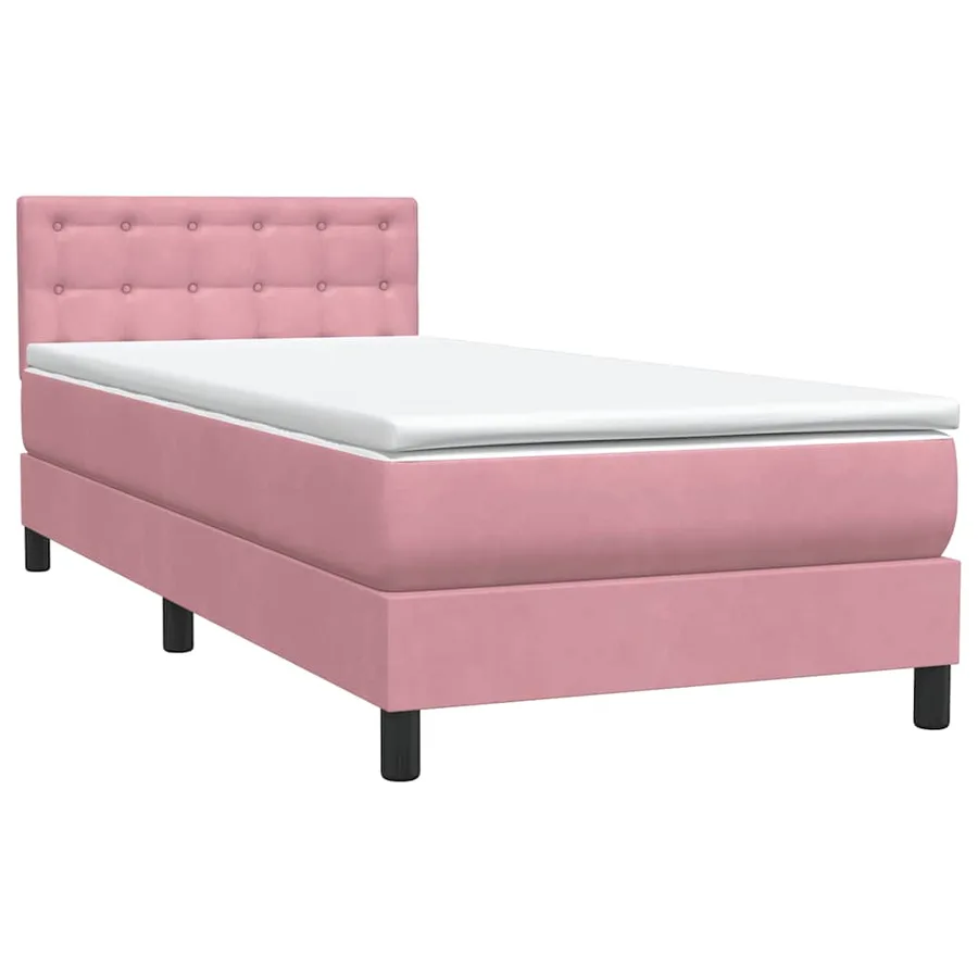 Sommier à lattes de lit avec matelas rose 80x220 cm velours - 4