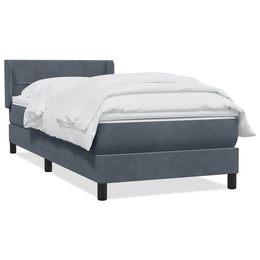 Sommier à lattes de lit et matelas gris foncé 90x220 cm velours - 2
