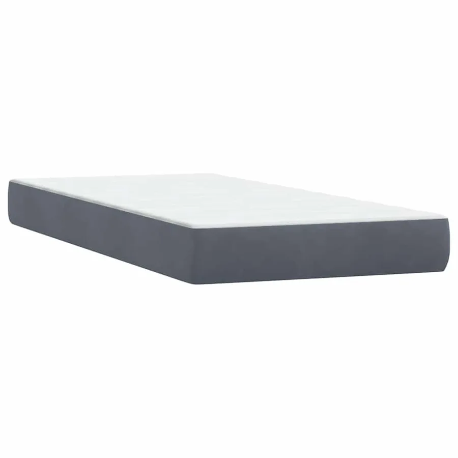 Sommier à lattes de lit et matelas gris foncé 90x220 cm velours - 6