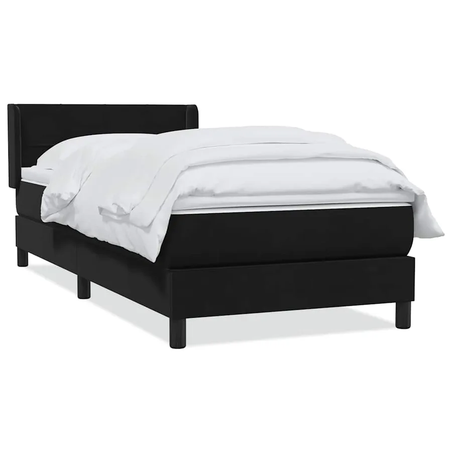 Sommier à lattes de lit avec matelas noir 80x220 cm velours - 2