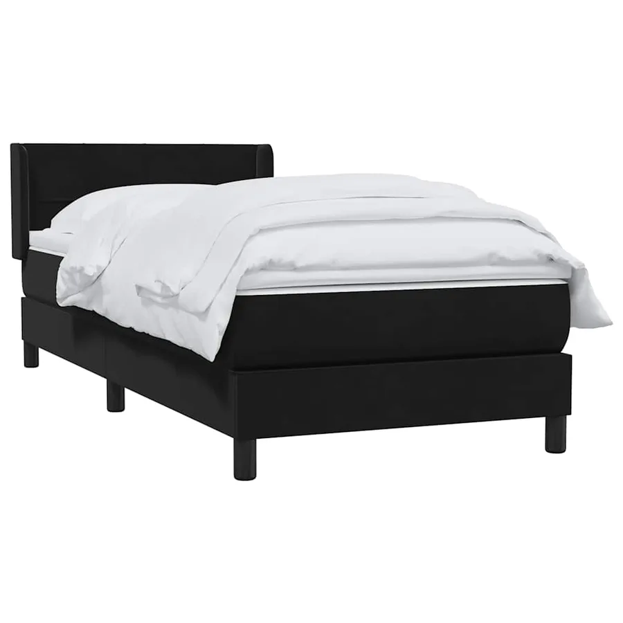 Sommier à lattes de lit avec matelas noir 80x220 cm velours - 3