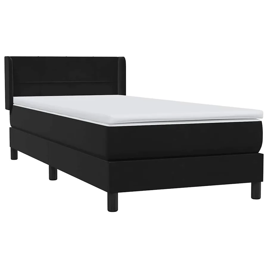 Sommier à lattes de lit avec matelas noir 80x220 cm velours - 4