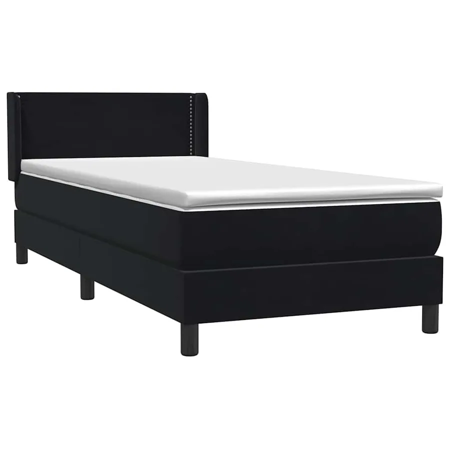 Sommier à lattes de lit avec matelas noir 80x220 cm velours - 4