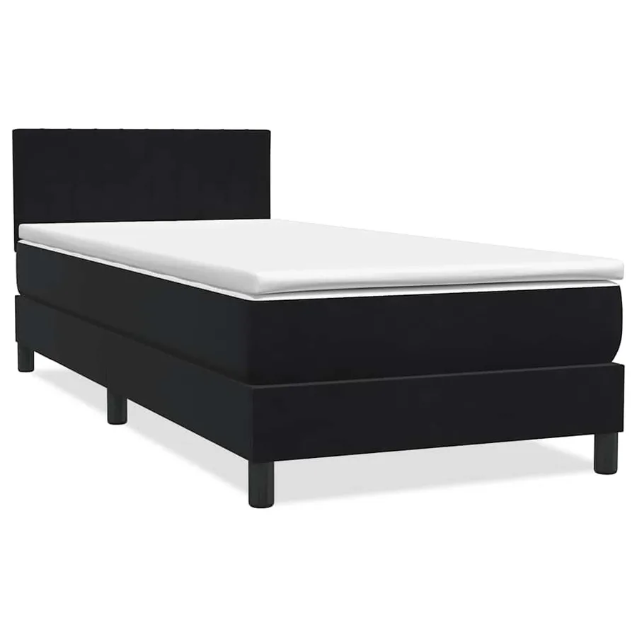 Sommier à lattes de lit avec matelas et LED noir 80x220 cm velours - 3
