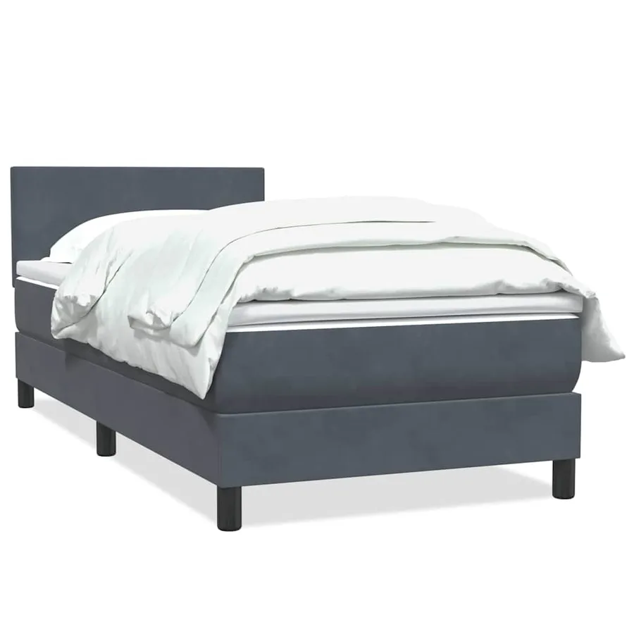 Sommier à lattes de lit et matelas gris foncé 90x210 cm velours - 2