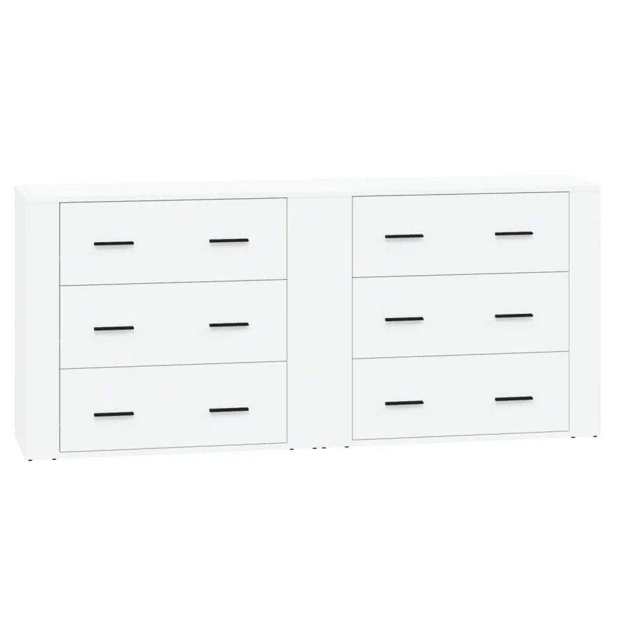 Buffets 2 pcs blanc bois d'ingénierie - 2