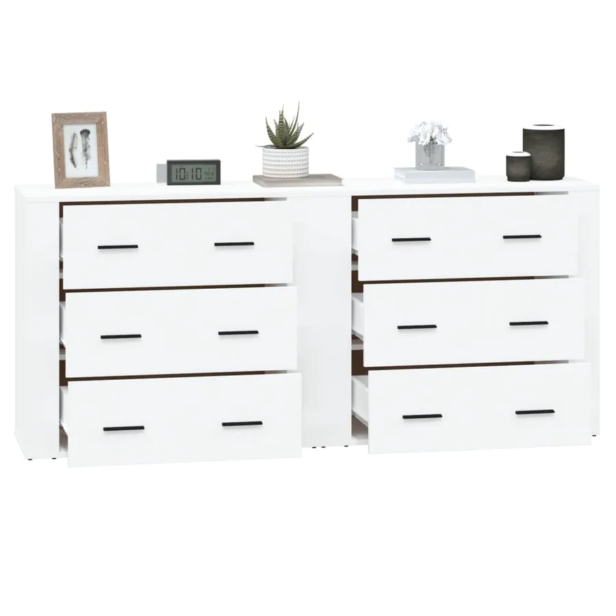 Buffets 2 pcs blanc bois d'ingénierie - 5
