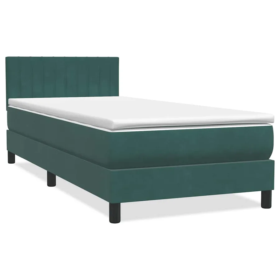 Sommier à lattes de lit et matelas et LED vert foncé 80x210 cm velours - 3