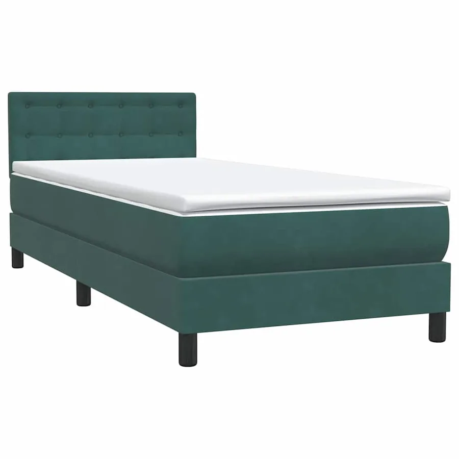 Sommier à lattes de lit et matelas vert foncé 80x210 cm velours - 4
