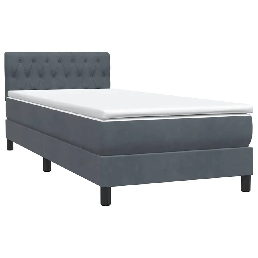 Sommier à lattes de lit et matelas gris foncé 90x210 cm velours - 4