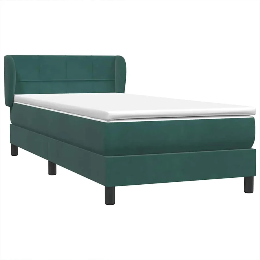 Sommier à lattes de lit et matelas vert foncé 80x210 cm velours - 4