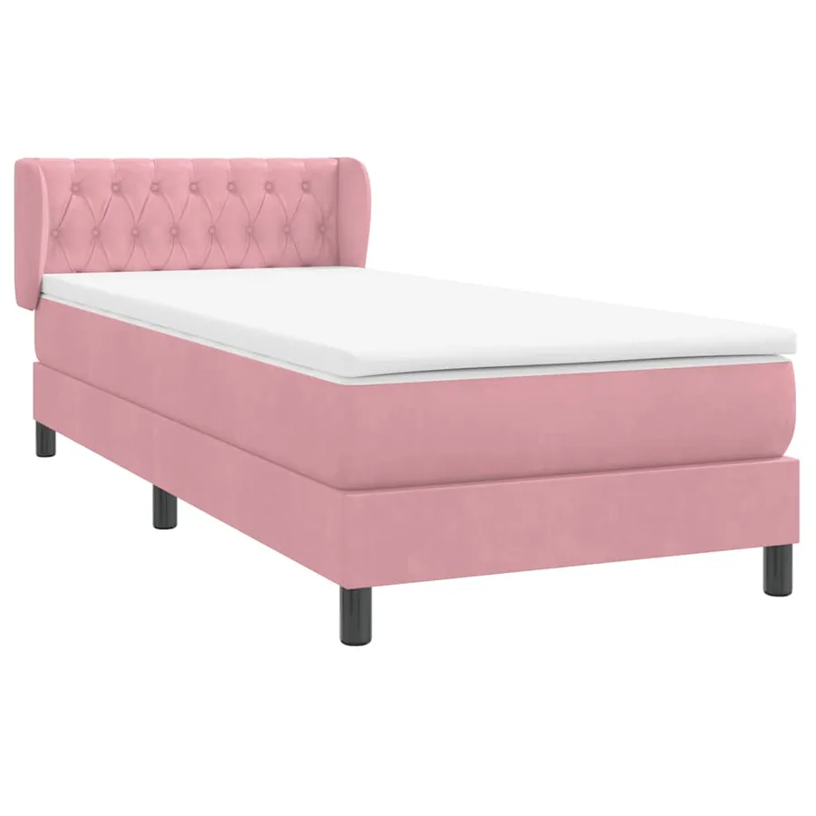 Sommier à lattes de lit avec matelas rose 90x220 cm velours - 4