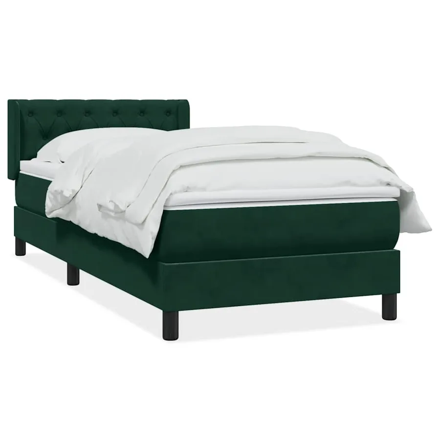 Sommier à lattes de lit et matelas vert foncé 80x210 cm velours - 2