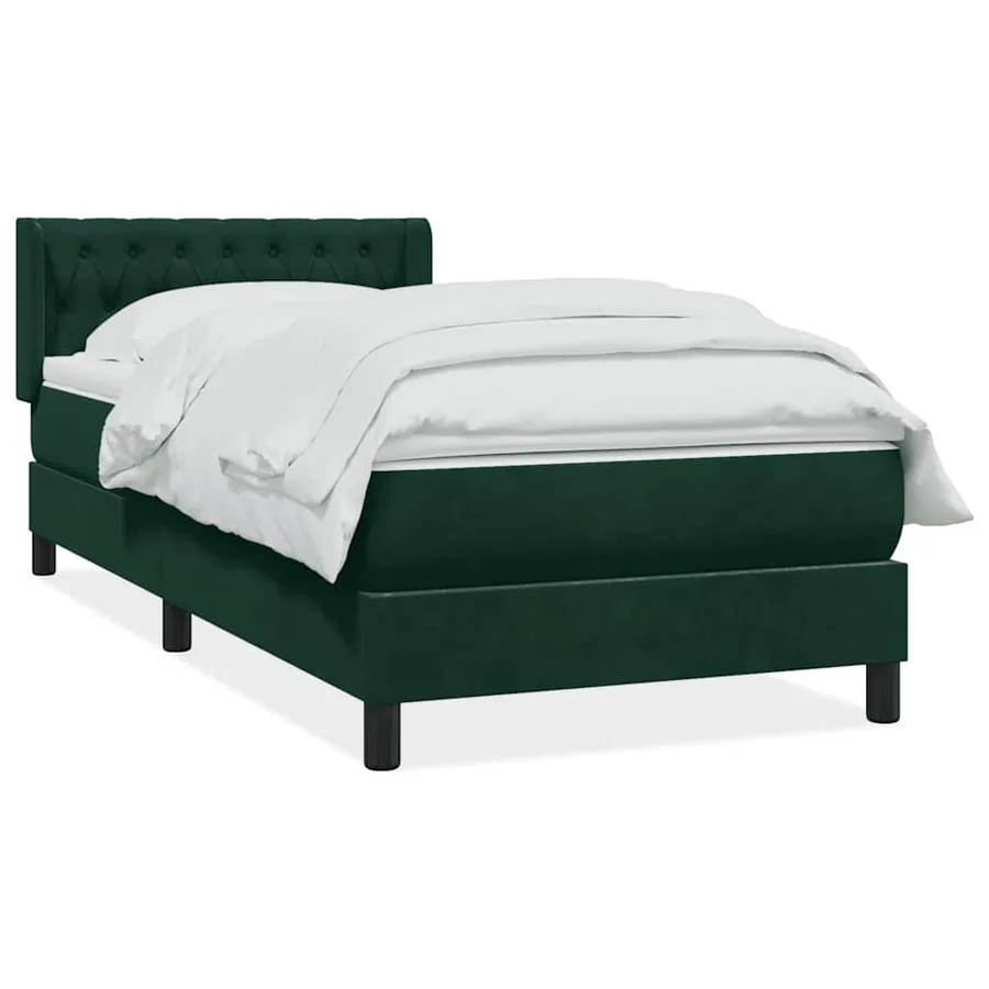 Sommier à lattes de lit et matelas vert foncé 80x210 cm velours - 3
