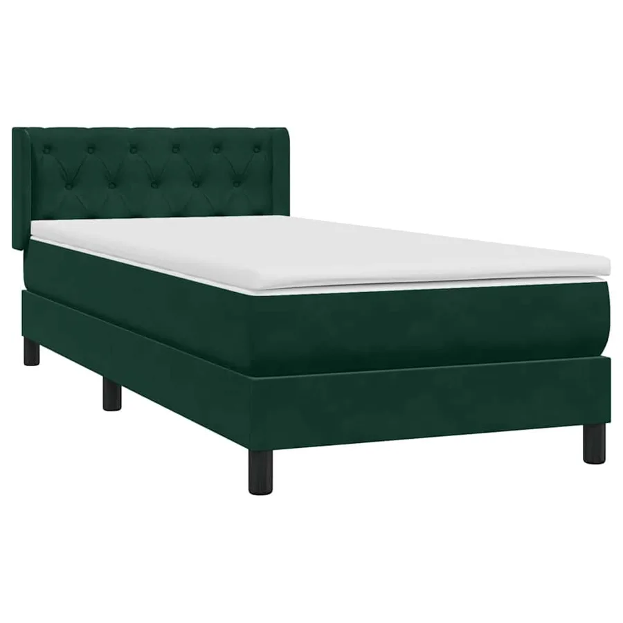 Sommier à lattes de lit et matelas vert foncé 80x210 cm velours - 4