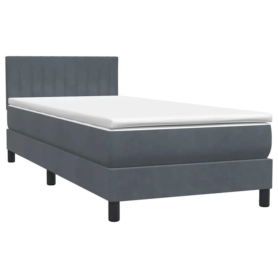Sommier à lattes de lit et matelas gris foncé 90x210 cm velours - 2