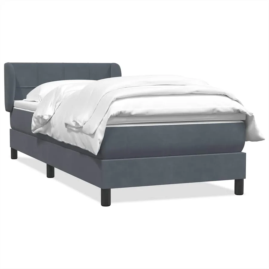 Sommier à lattes de lit et matelas gris foncé 80x220 cm velours - 2