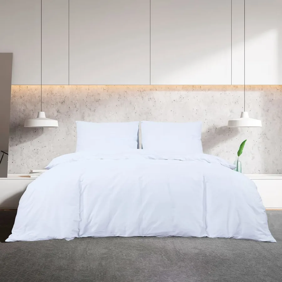 Ensemble de housse de couette Blanc 200x200 cm Coton - 3